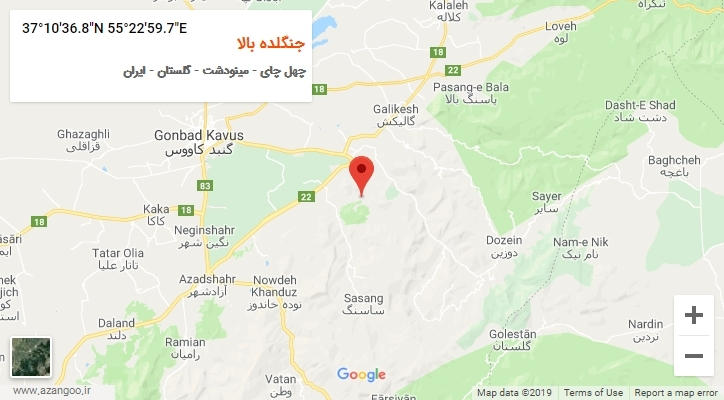 روستای جنگلده بالا بر روی نقشه