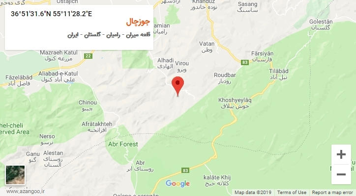 روستای جوزچال بر روی نقشه