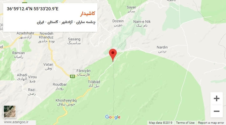 روستای کاشیدار بر روی نقشه