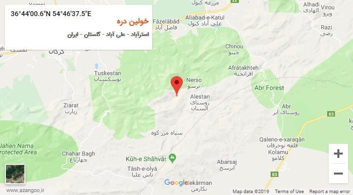 روستای خولین دره بر روی نقشه