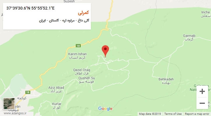 روستای کمرلی بر روی نقشه