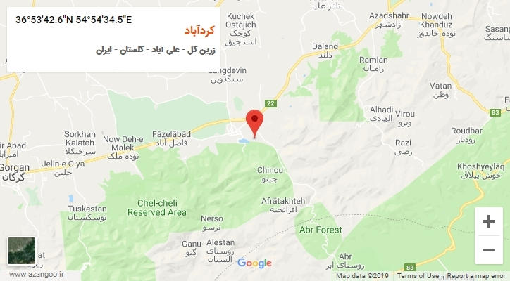 روستای کردآباد بر روی نقشه