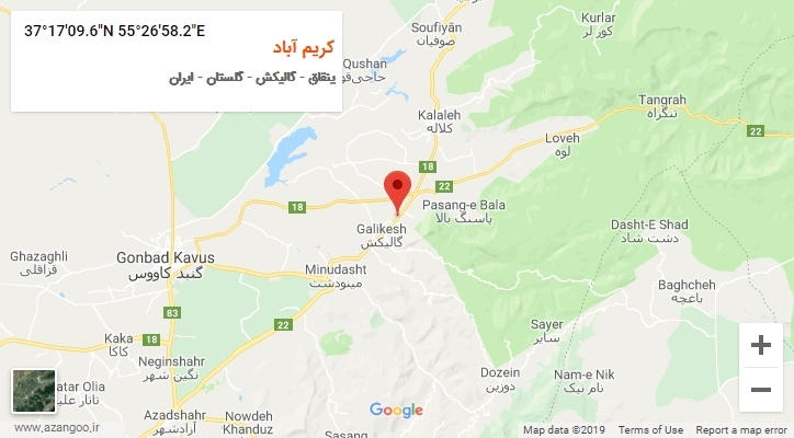روستای کریم آباد بر روی نقشه
