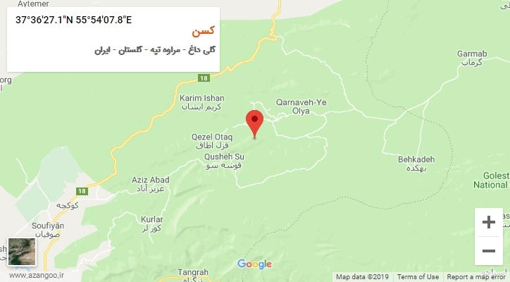روستای کسن بر روی نقشه