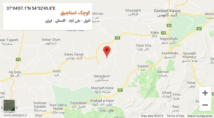 روستای کوچک استاجیق بر روی نقشه