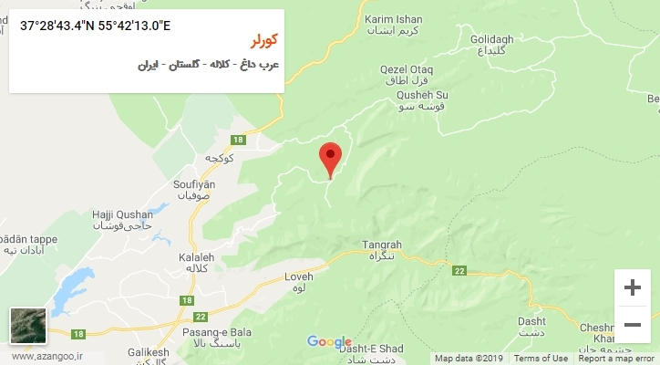 روستای کورلر بر روی نقشه