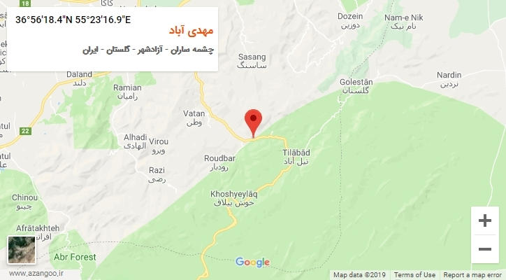 روستای مهدی آباد بر روی نقشه