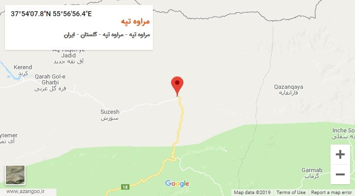 روستای مراوه تپه بر روی نقشه