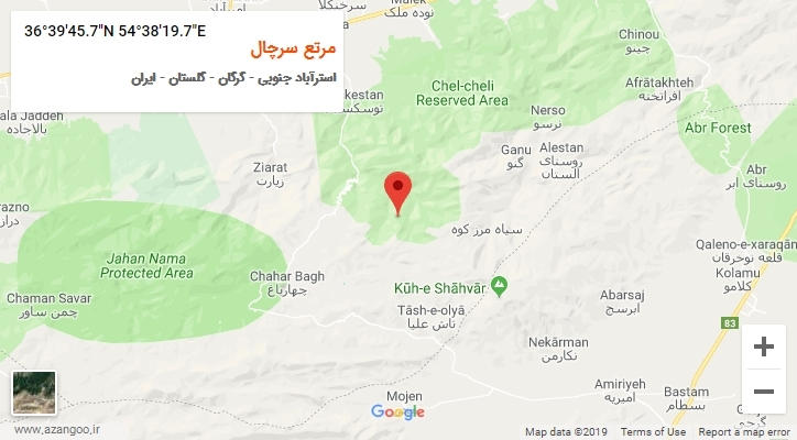 روستای مرتع سرچال بر روی نقشه
