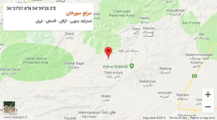 روستای مرتع سورخان بر روی نقشه