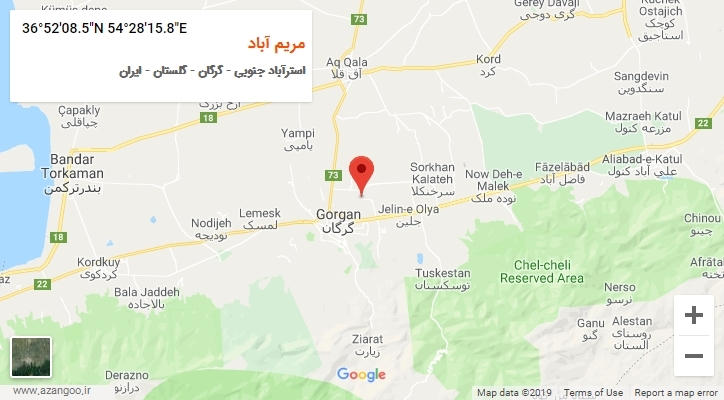 روستای مریم آباد بر روی نقشه