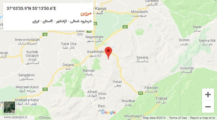 روستای مرزبن بر روی نقشه
