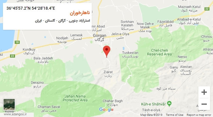 روستای ناهارخوران بر روی نقشه