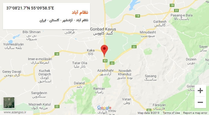 روستای نظام آباد بر روی نقشه