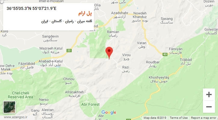 روستای پل ارام بر روی نقشه