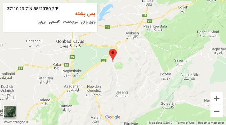 روستای پس پشته بر روی نقشه