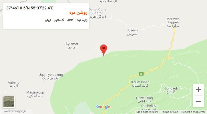 روستای روشن دره بر روی نقشه