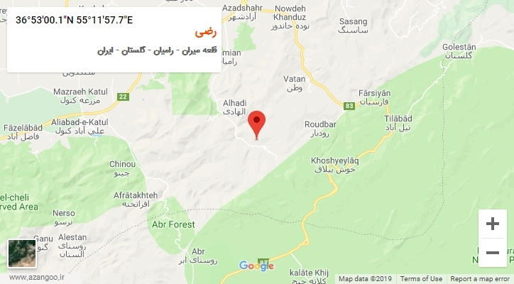روستای رضی بر روی نقشه