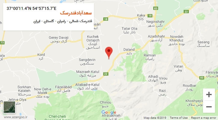 روستای سعدآبادفندرسک بر روی نقشه