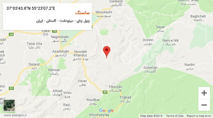 روستای ساسنگ بر روی نقشه
