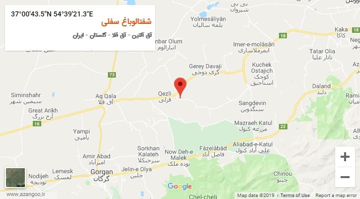 روستای شفتالوباغ سفلی بر روی نقشه