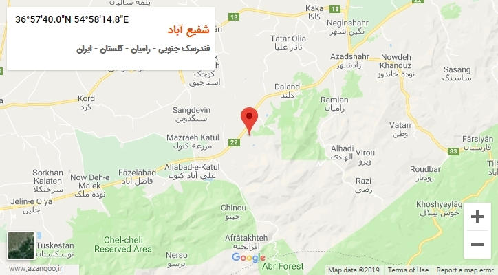 روستای شفیع آباد بر روی نقشه
