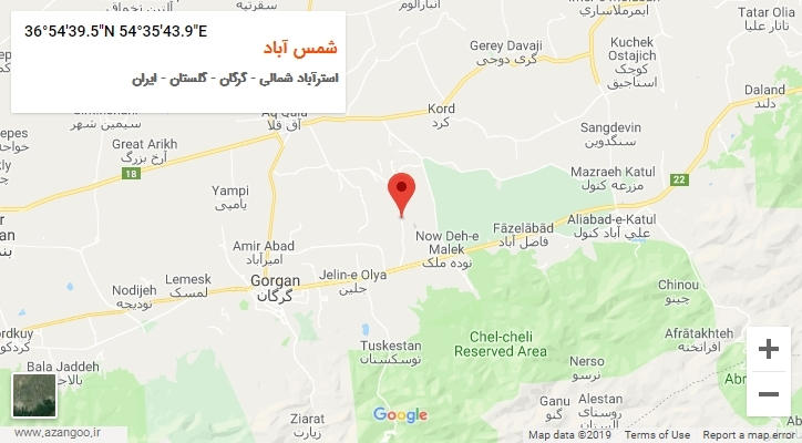 روستای شمس آباد بر روی نقشه