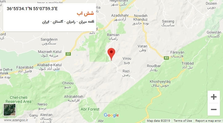 روستای شش اب بر روی نقشه