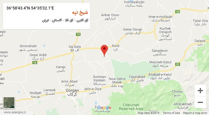 روستای شیخ تپه بر روی نقشه