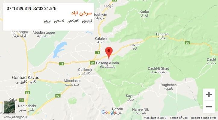 روستای سرخن آباد بر روی نقشه