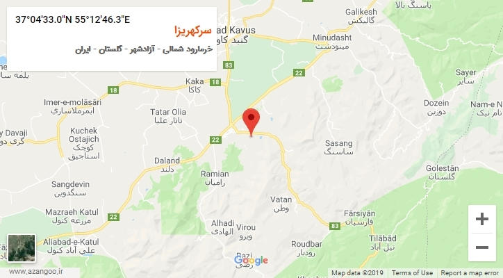 روستای سرکهریزا بر روی نقشه
