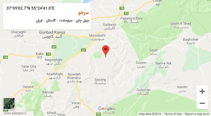روستای سرخو بر روی نقشه