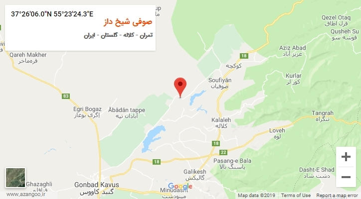 روستای صوفی شیخ داز بر روی نقشه