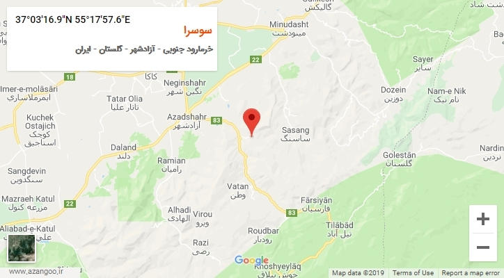 روستای سوسرا بر روی نقشه