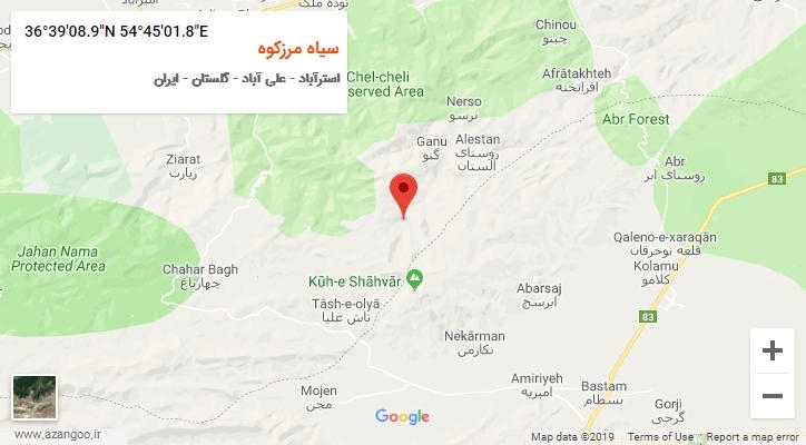روستای سیاه مرزکوه بر روی نقشه