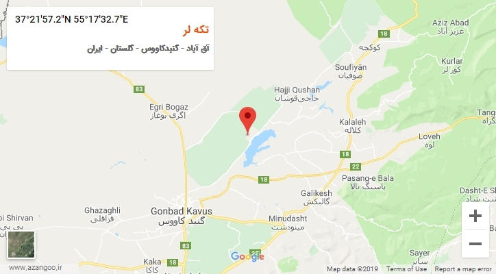 روستای تکه لر بر روی نقشه