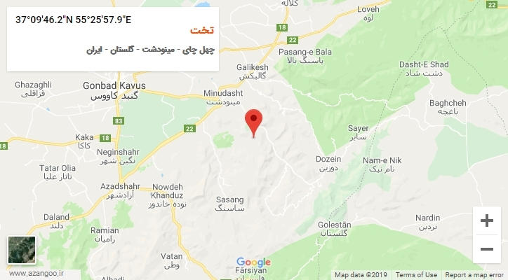 روستای تخت بر روی نقشه