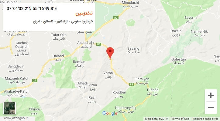 روستای تختزمین بر روی نقشه