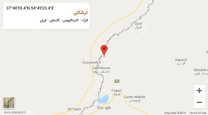 روستای ترشکلی بر روی نقشه
