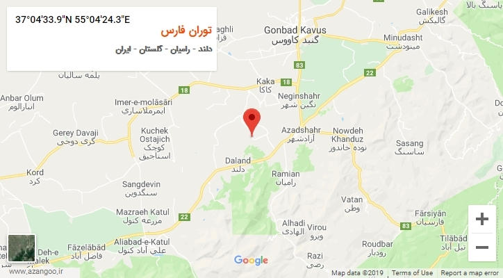 روستای توران فارس بر روی نقشه