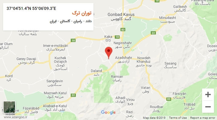 روستای توران ترک بر روی نقشه