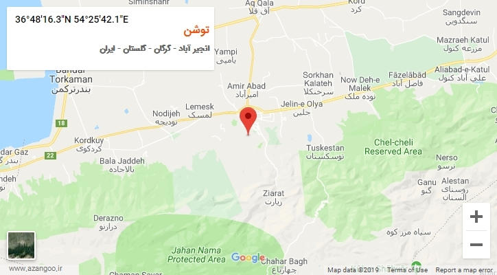 روستای توشن بر روی نقشه