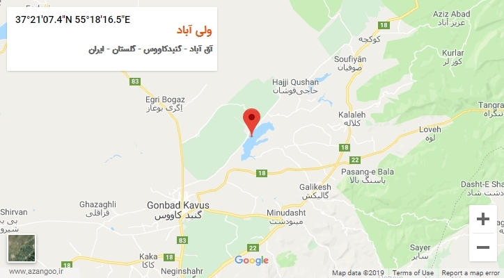 روستای ولی آباد بر روی نقشه