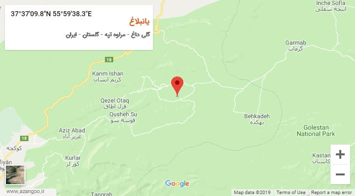 روستای یانبلاغ بر روی نقشه