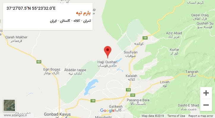 روستای یارم تپه بر روی نقشه
