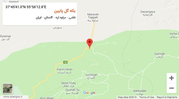 روستای یکه گل پایین بر روی نقشه