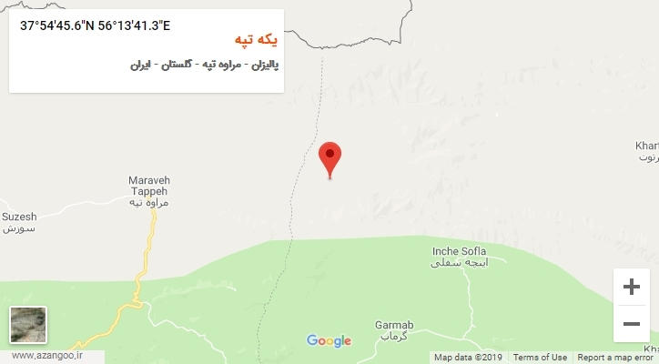 روستای یکه تپه بر روی نقشه