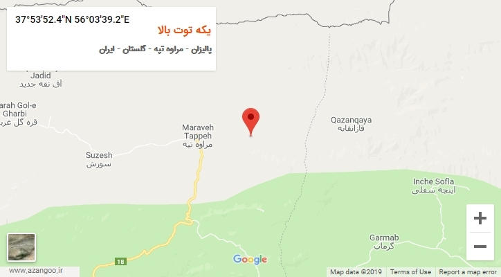 روستای یکه توت بالا بر روی نقشه