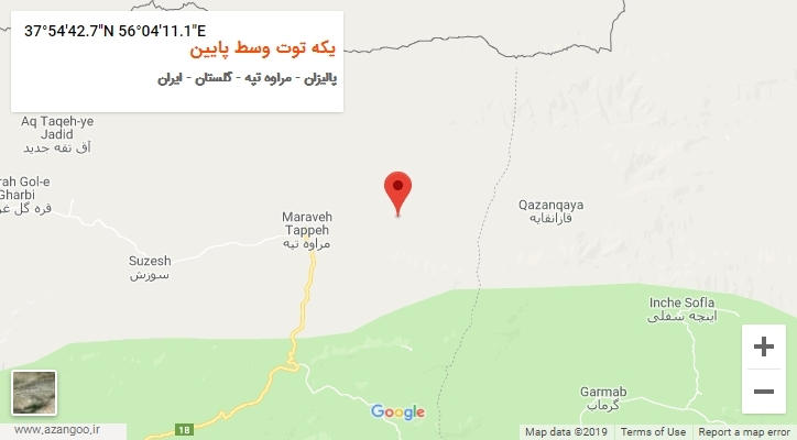 روستای یکه توت وسط پایین بر روی نقشه