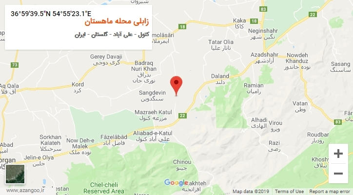 روستای زابلی محله ماهستان بر روی نقشه